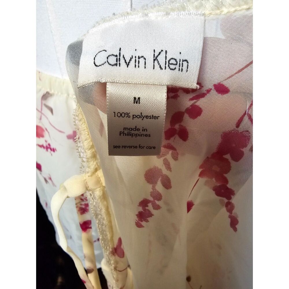 Y2K Calvin Klein Womens M Lingerie Set Butter Yellow Coquette Sheer Lace Floral - Picture 3 of 3